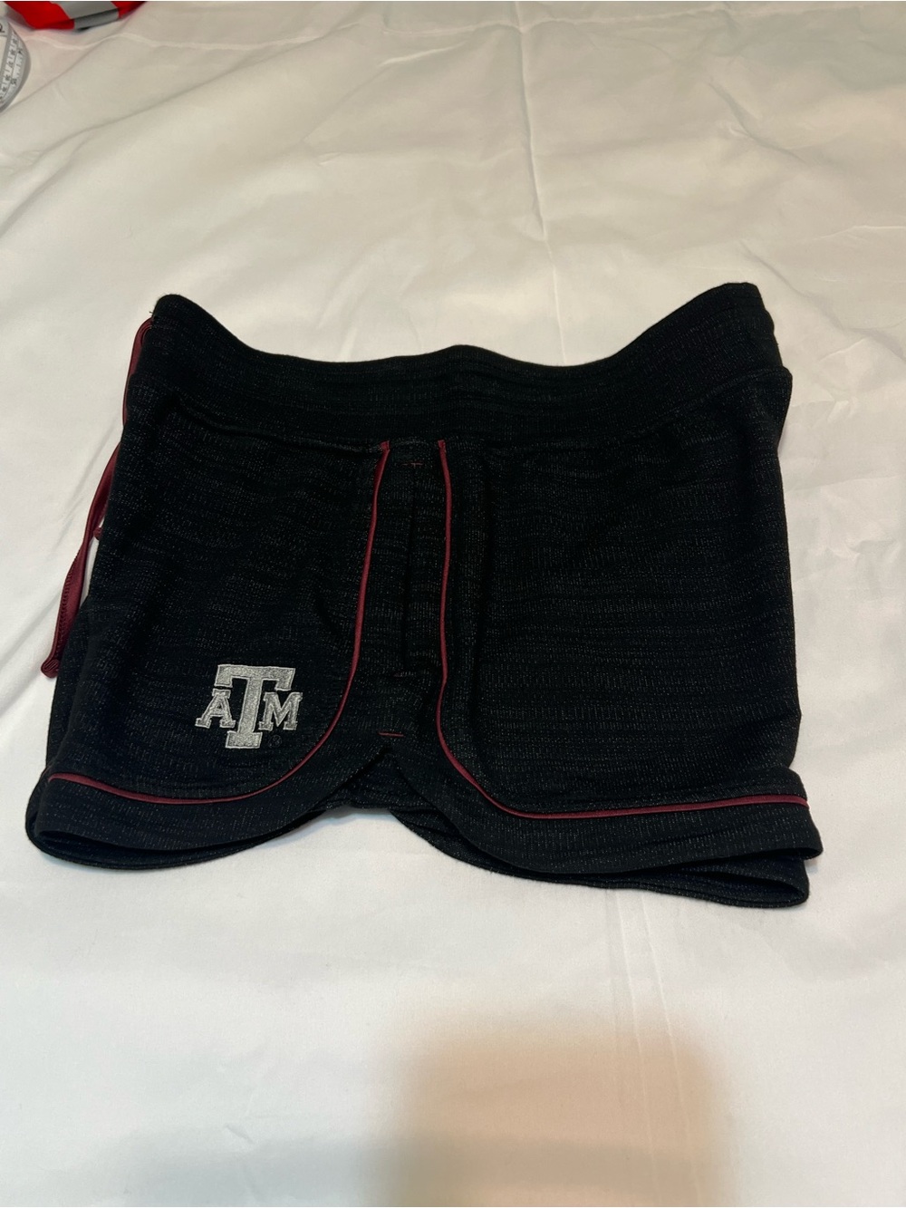 Colosseum Black Athletic Shorts with Maroon Piping